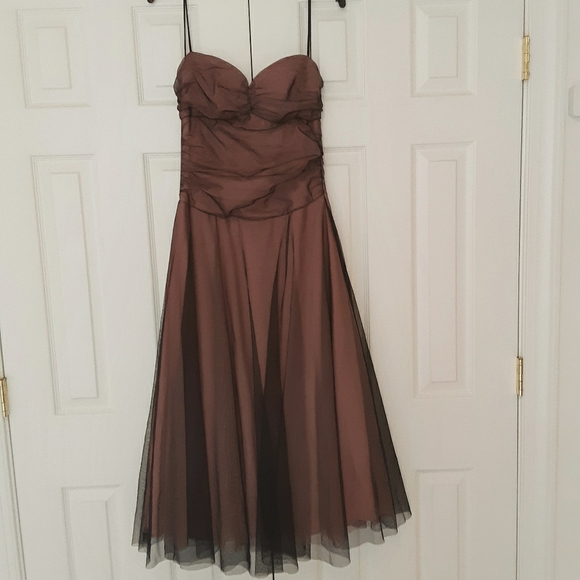Dresses & Skirts - Pink Formal Dress with Black Overlay